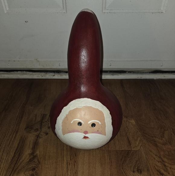 Hand Painted Gourd Santa Vintage Rattle Anthropomorphic - Picture 2 of 5